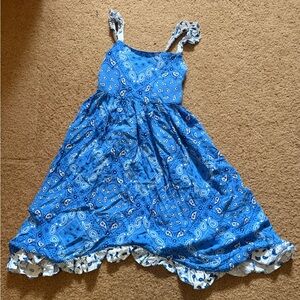 Haute Hippie Blue Paisley Girls' Sundress with Ruffle Trim